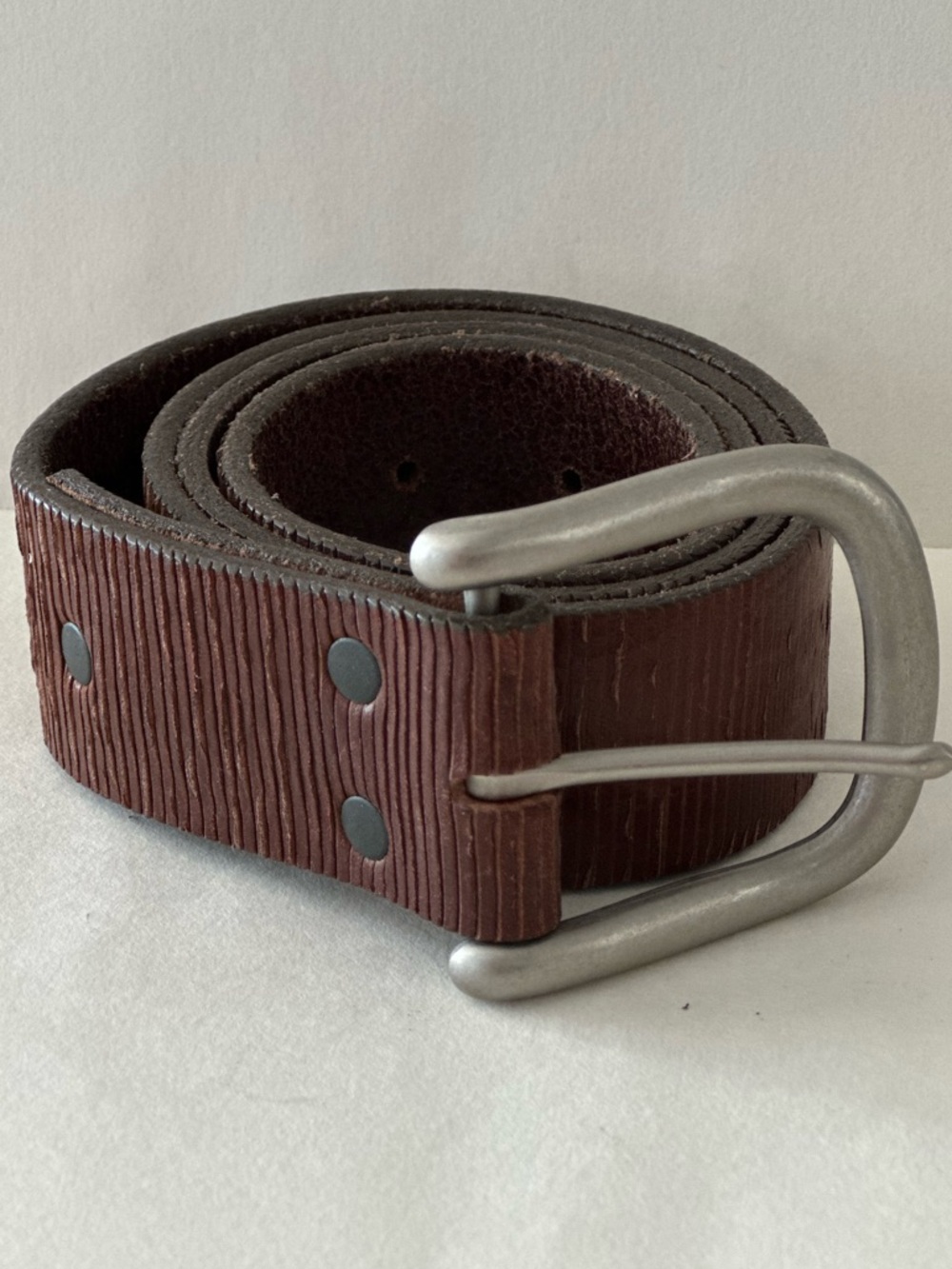 BRIGHTON HONEST DISTRESSED TEXTURED ITALIAN LEATHER BELT 34 MADE USA